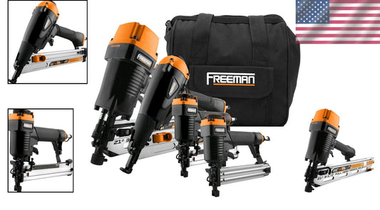 Heavy-Duty Pneumatic Nail Kit with Canvas Bag: Framing & Trim Applications