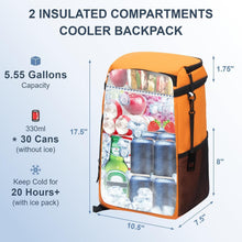 Load image into Gallery viewer, Waterproof Lightweight Cooler Backpack - 30 Can Insulated Bag with Bottle Opener
