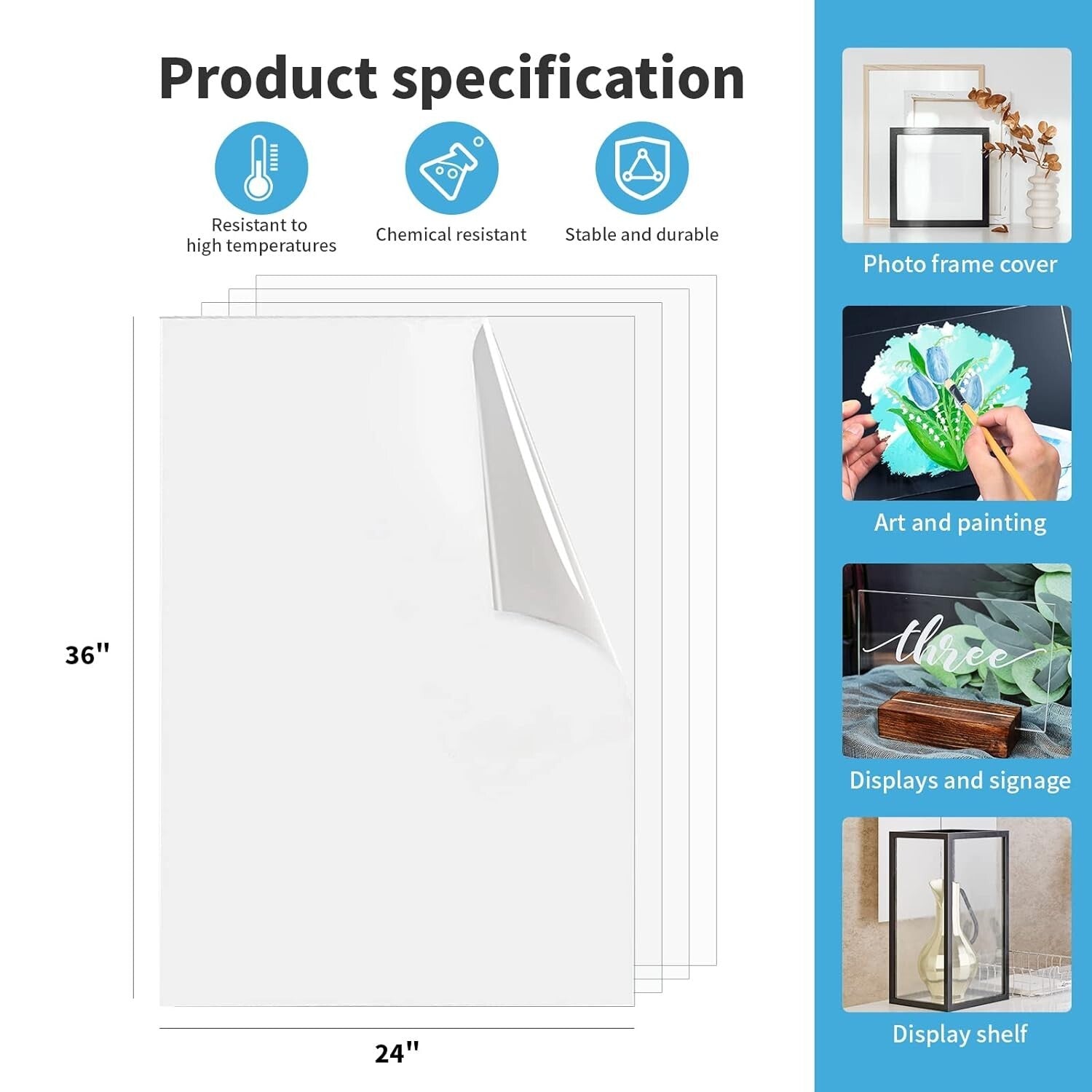 Versatile 5-Pack of 24"x36" Clear PET Sheets - Perfect for Signage & Frames