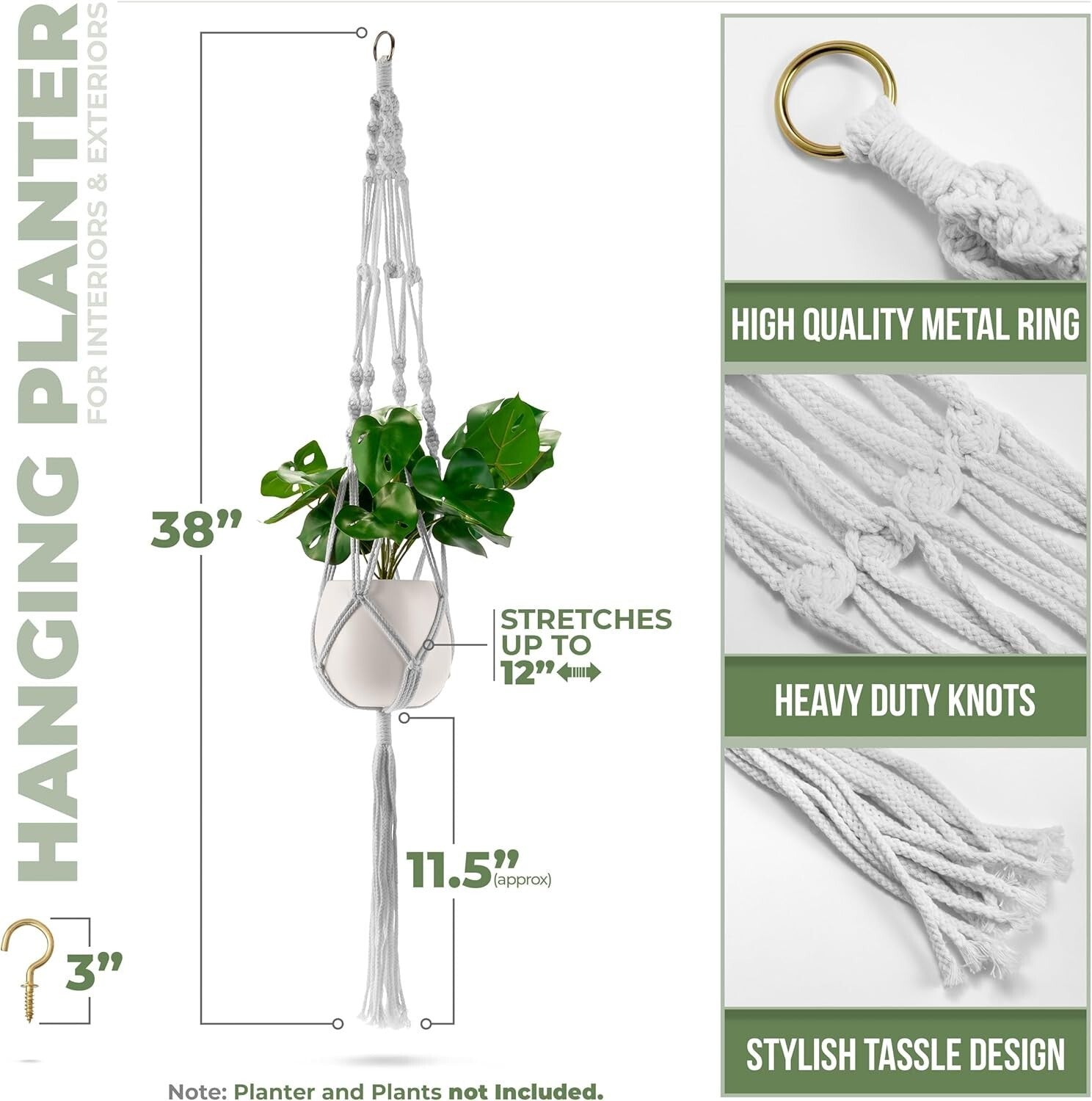 Versatile 6-Pack Plant Holders with Macrame Design - Indoor/Outdoor Use