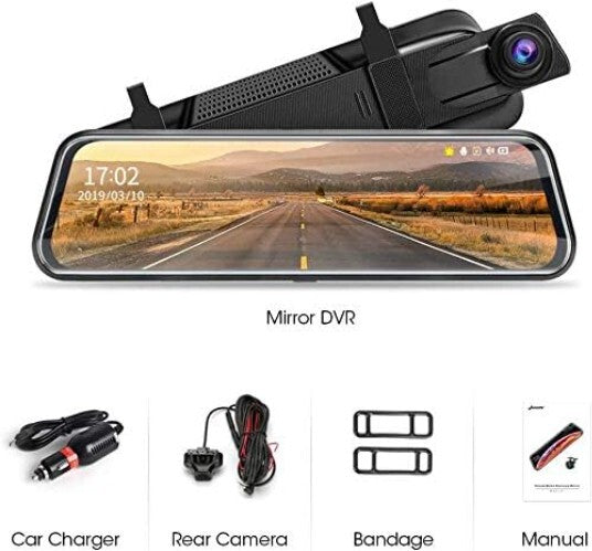 Full Touch Screen 10'' Dual Camera Rear View Mirror with Night Vision G-Sensor