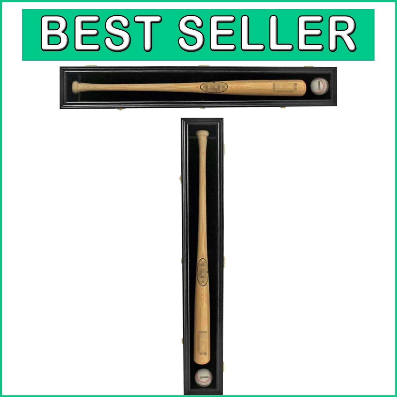 Ultra Clear Acrylic Baseball Bat Holder with Lock - Beechwood Frame Display Case