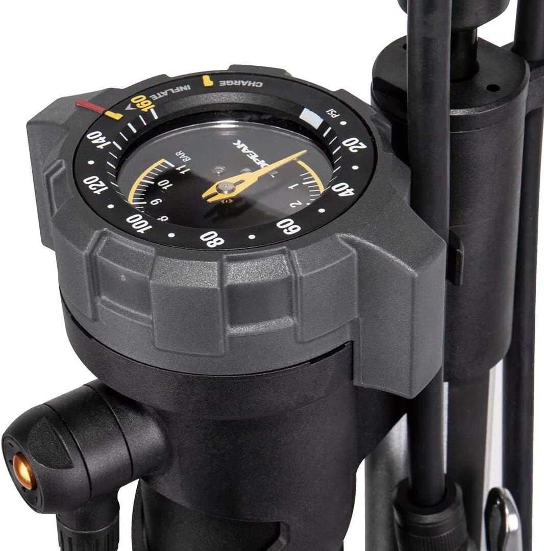 Premium Black Floor Air Pump - Extra-Long Hose for Easy Valve Connection