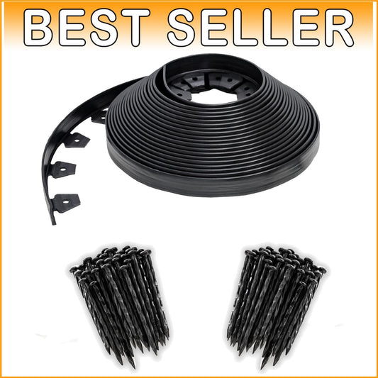Flexible 1.5-Inch Tall Plastic Garden Border - 100 Ft Edging with Bonus Spikes