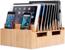 Load image into Gallery viewer, Sustainable Bamboo Charging Station: 10 Ports for Classrooms &amp; Corporate Spaces