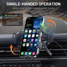 Load image into Gallery viewer, 15W Wireless Car Charger and Auto Rotating Phone Holder - Magnetic Mount Black