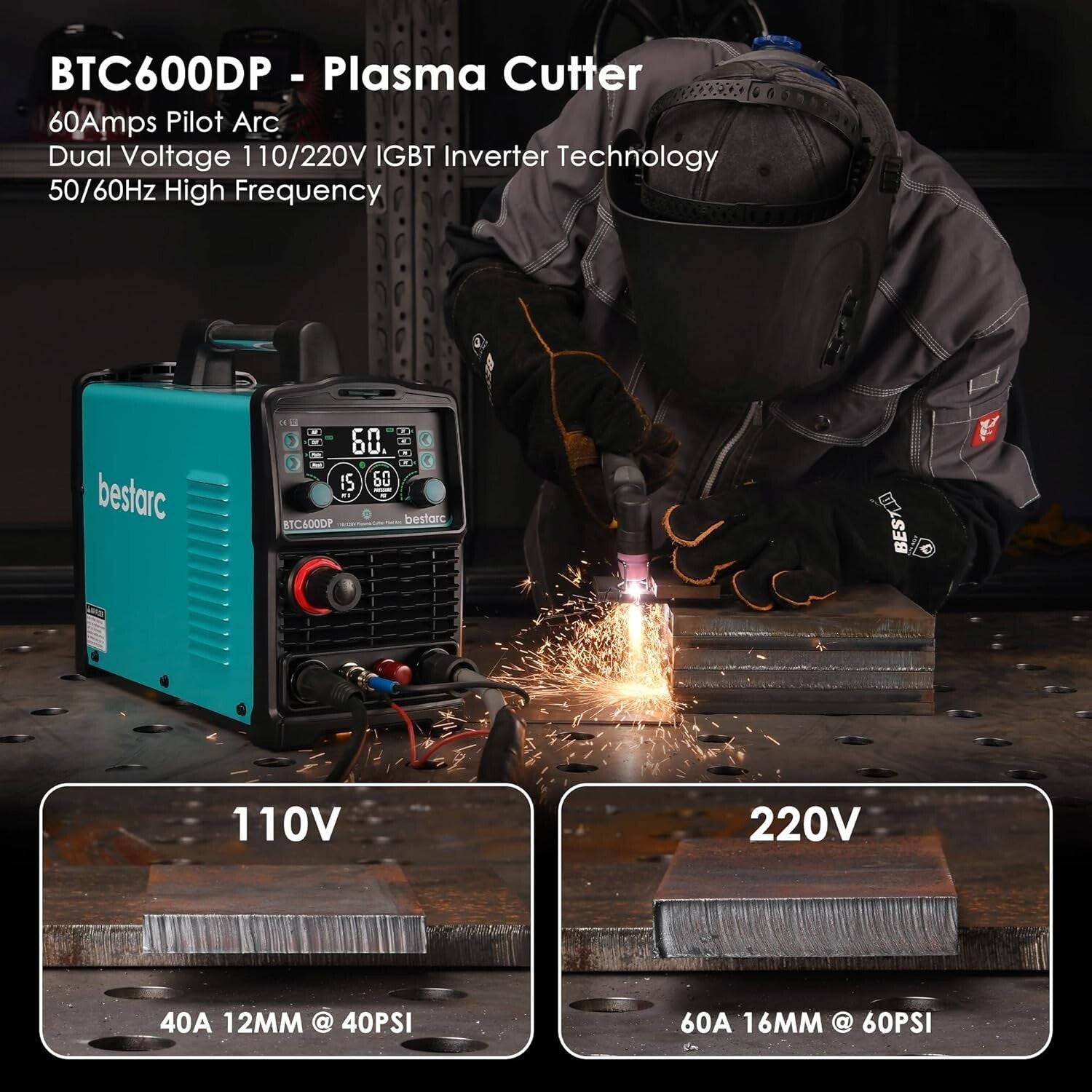 13th Gen 60A Plasma Cutting Machine with Digital Display & Adjustable Air Sensor