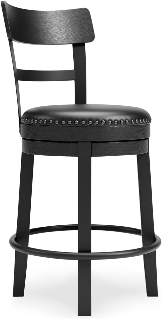Antiqued Black Faux Leather Bar Stool with Swivel - Perfect for Rustic Decor