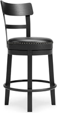 Load image into Gallery viewer, Antiqued Black Faux Leather Bar Stool with Swivel - Perfect for Rustic Decor