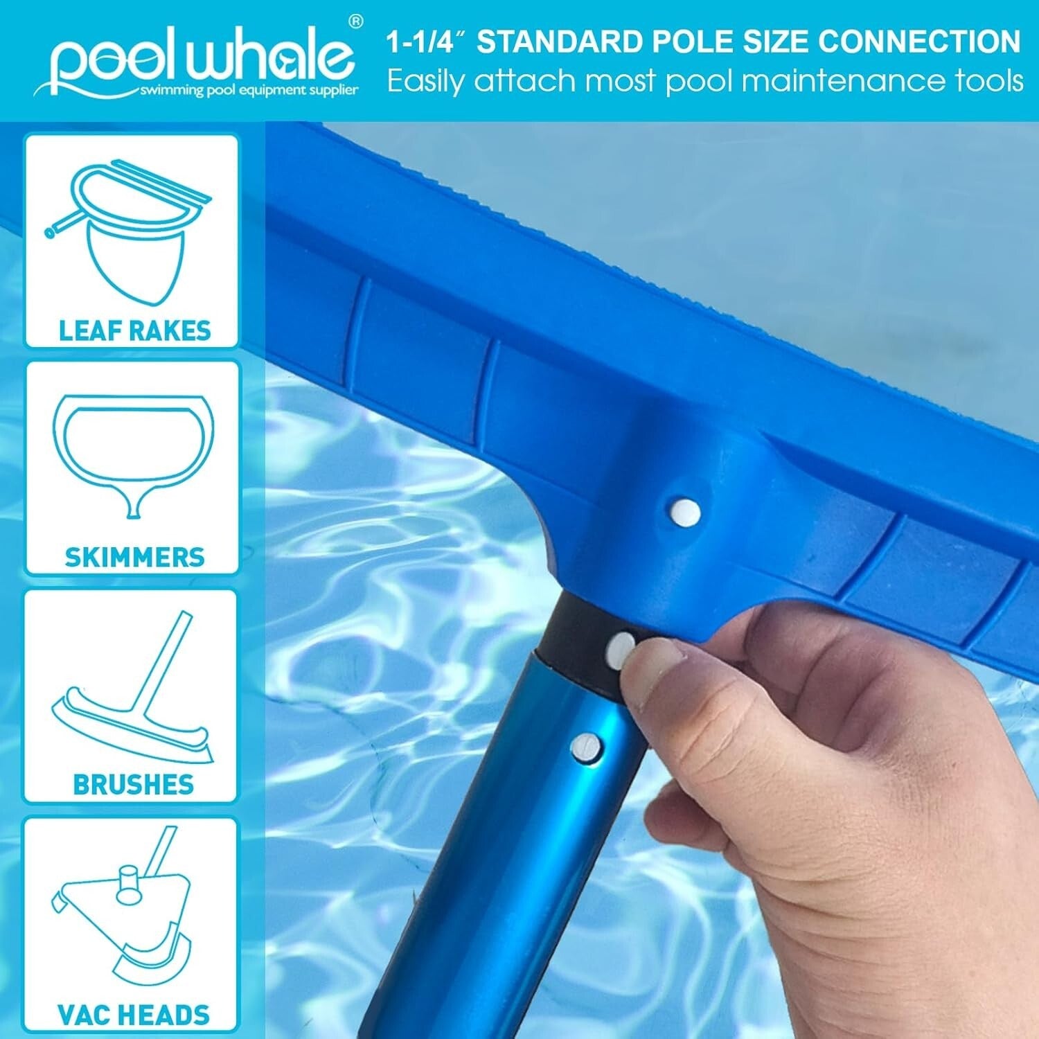 15ft Adjustable Telescopic Pool Pole - Heavy Duty Aluminum Cleaning Tool