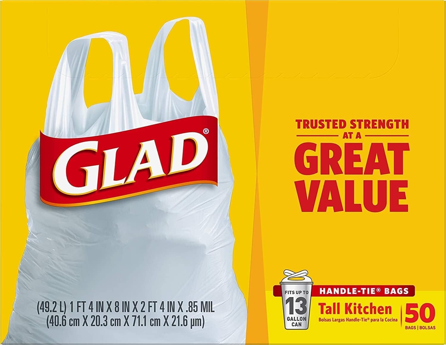 Unscented Heavy-Duty Kitchen Trash Bags with Handle-Tie Closure - 13 Gallons