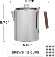 Load image into Gallery viewer, Lightweight &amp; Durable Outdoor Percolator - 12-Cup Stainless Steel Coffee Maker