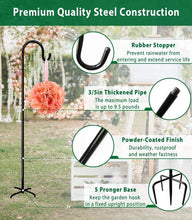 Load image into Gallery viewer, Adjustable Outdoor Shepherd Hook Stand with 5 Prong Base – 108 Inches Tall