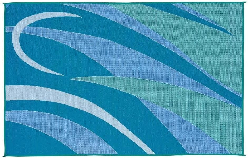 Durable 8'x12' Reversible Garden Rug - Lightweight Blue/Green Patio Solution