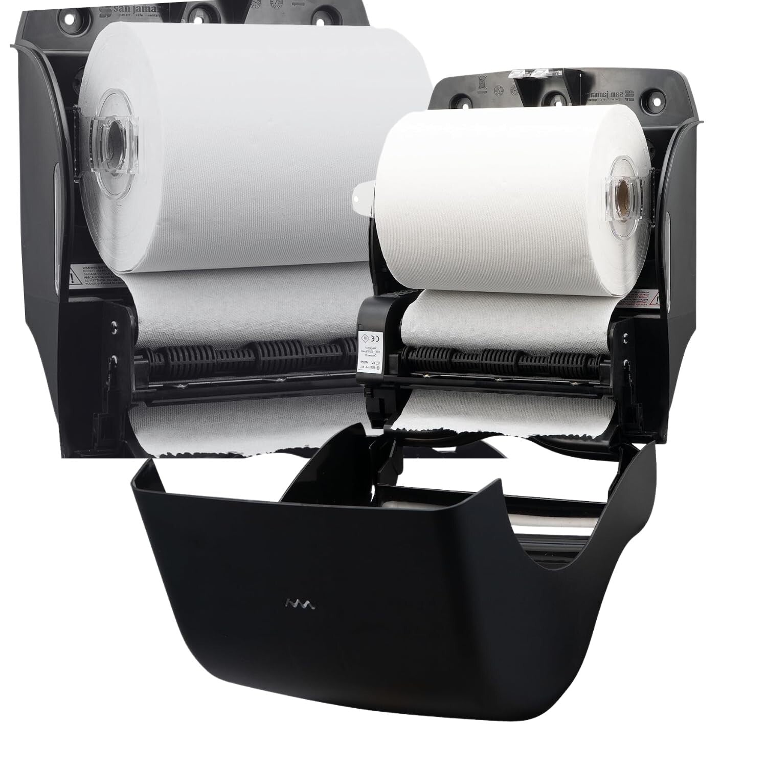 Sustainable Black Electronic Paper Towel Dispenser with Universal Roll Capacity
