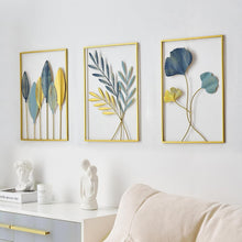 Load image into Gallery viewer, Gold Leaf Wall Decor Set of 3 - Modern Metal Art for Luxurious Home Spaces