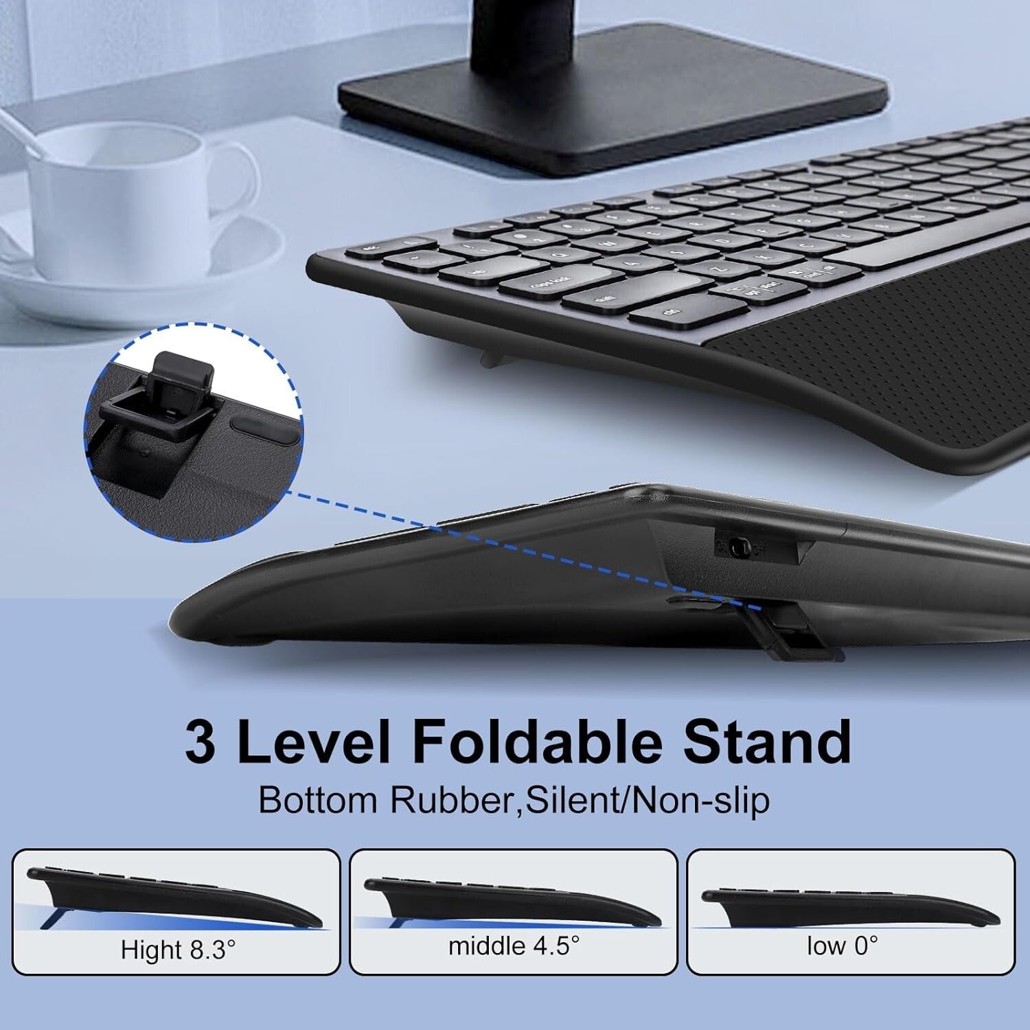 Multi-Device Rechargeable Keyboard with 3-Level Backlit for Office & Home Use