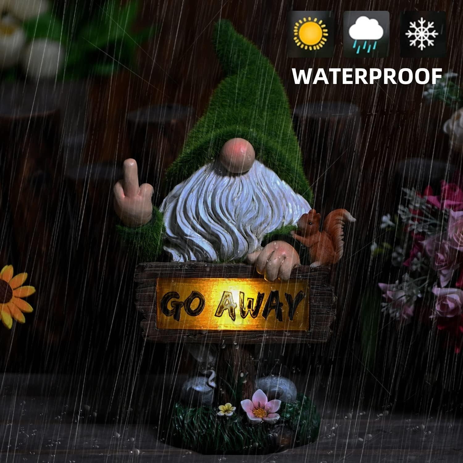 Eco-Friendly Solar LED Gnome Decoration - 10-Inch Funny Lawn Sculpture