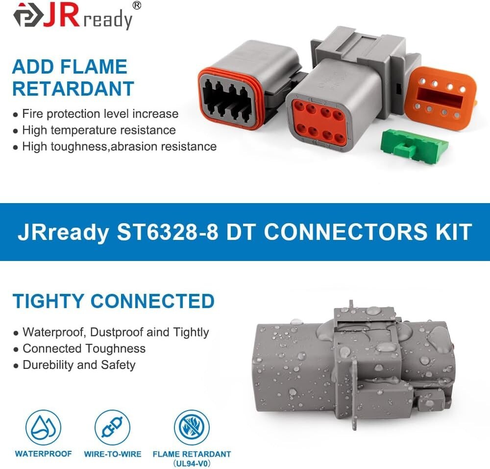 Deutsch DT 8-Pin Waterproof Connector Kit - 5 Sets & Removal Tool Included
