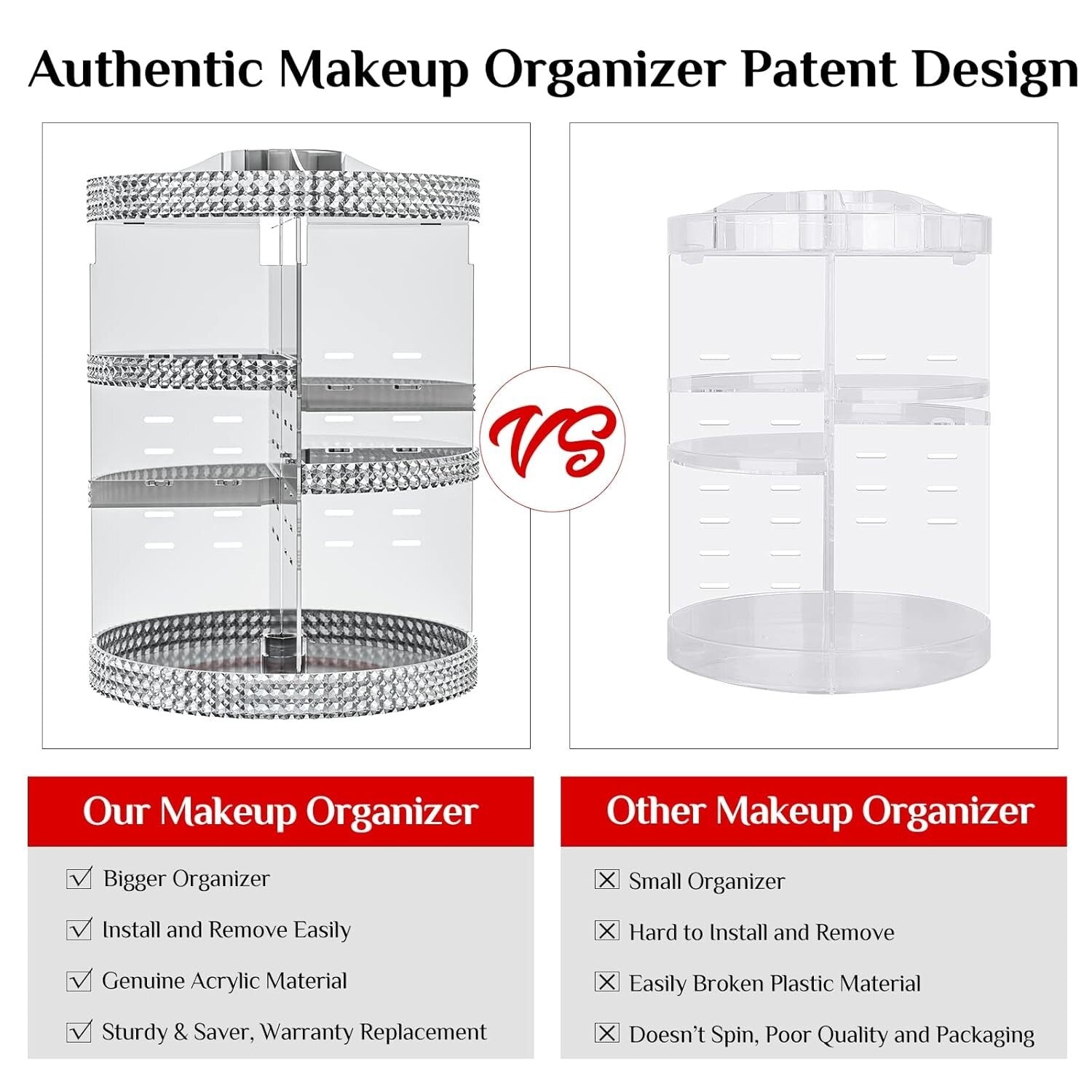 Stylish 7-Layer Free Standing Makeup Organizer with Polished Finish - Gray