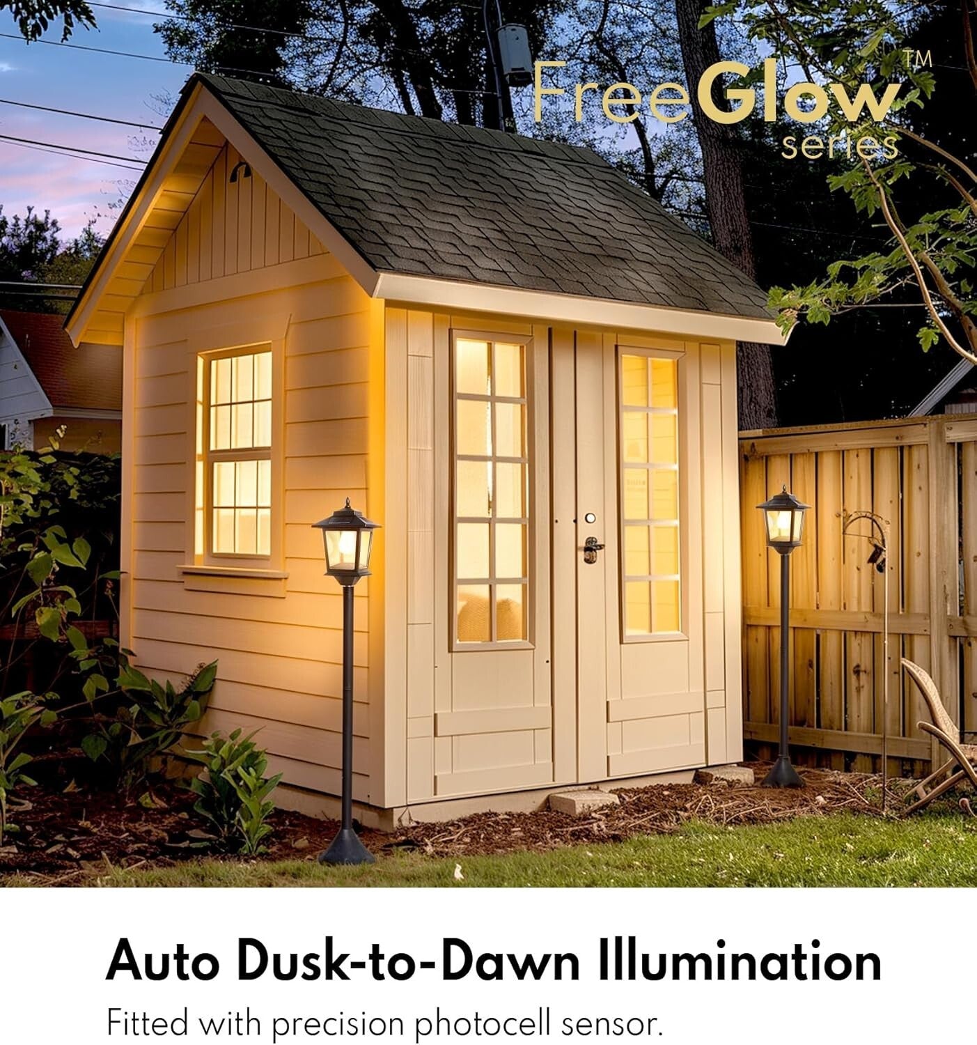 Decorative 63" Solar Pole Lights - Warm White Illumination for Outdoor Spaces