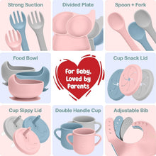 Load image into Gallery viewer, BPA-Free Silicone Baby Feeding Essentials - Includes Sippy Cups &amp; Utensils