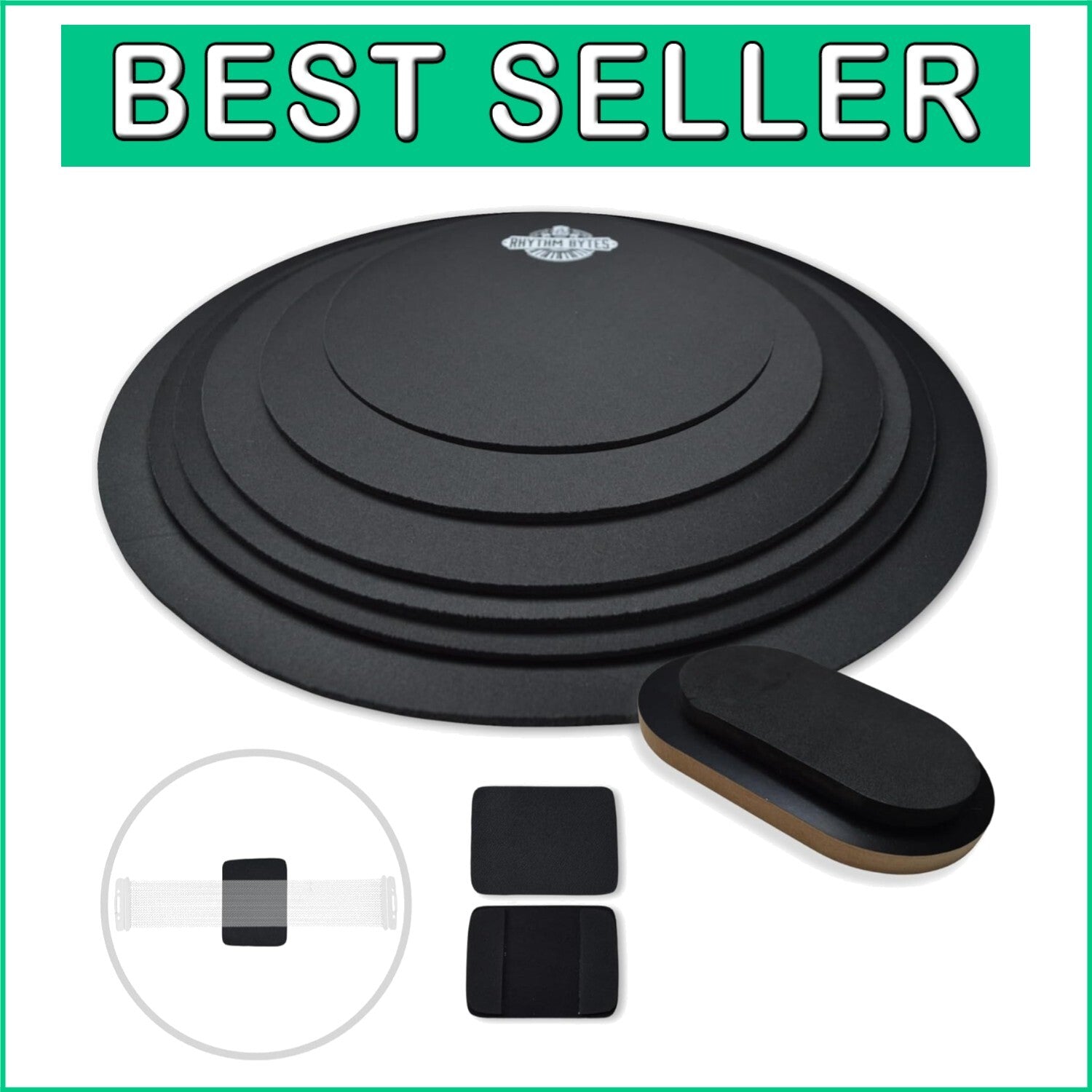 Drum Silencer Pads Set - 8pc with Bass & Snare Mutes for Peaceful Practice