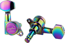 Load image into Gallery viewer, Vibrant Chameleon Rainbow Locking Tuners 3L + 3R for Electric &amp; Acoustic Guitars