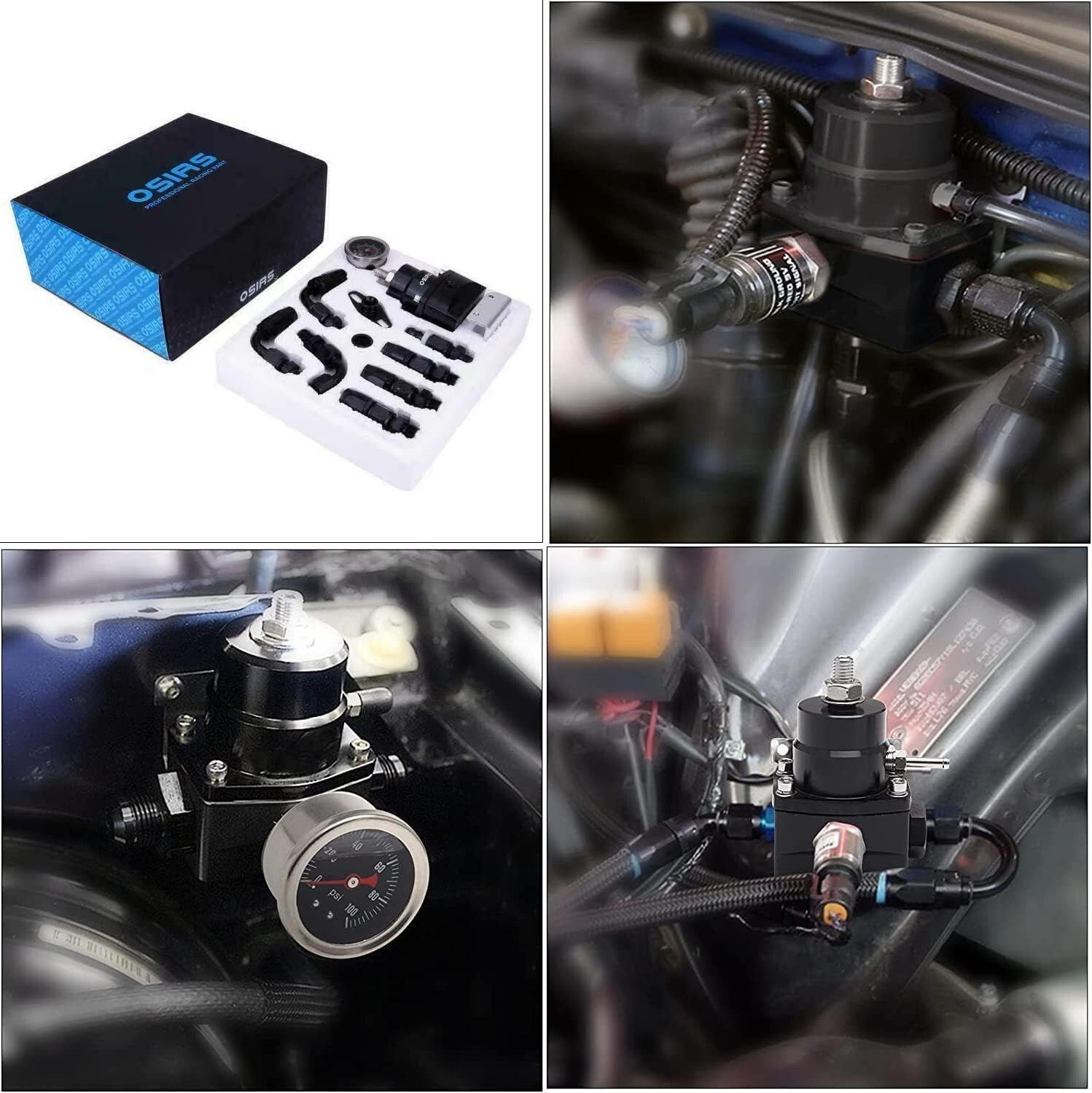 Universal AN6 Adjustable Fuel Pressure Regulator Kit for Cars and Marine Engines