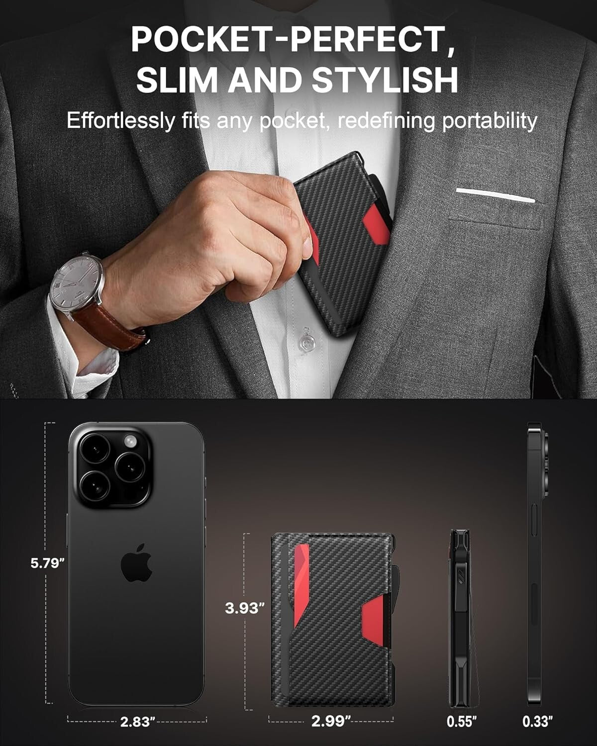 Durable Leather Wallet for Men: RFID, Money Clip & Gift Box - Minimalist Style