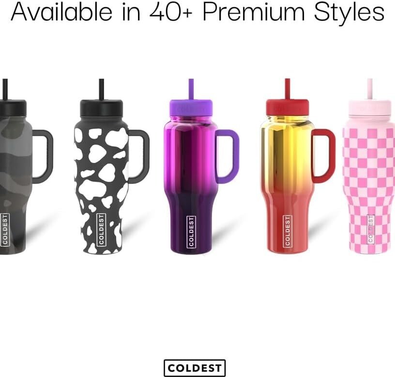 Insulated 36 Oz Tumbler – Keeps Drinks Cold for 36+ Hours, 3 Lids Included