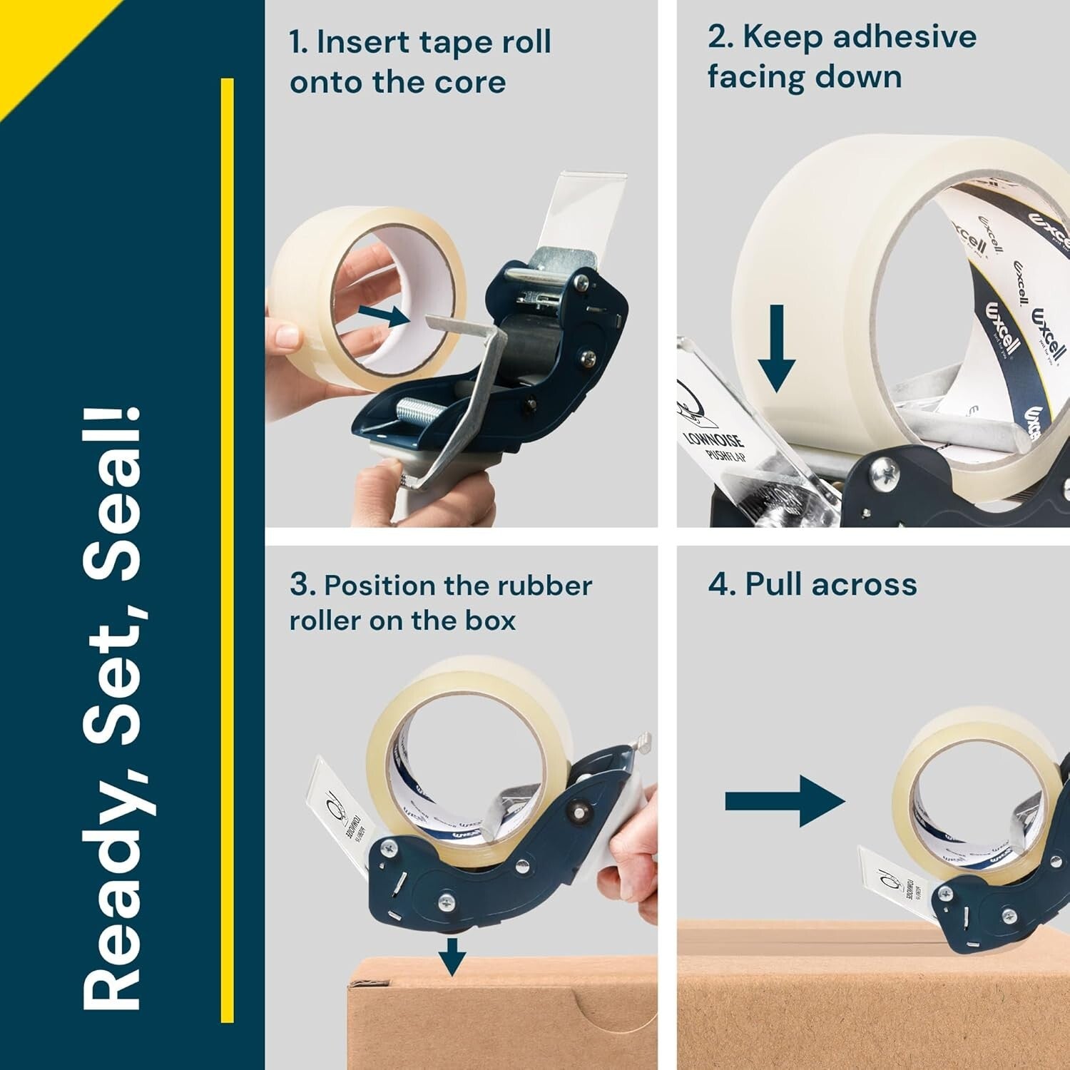 Low Noise Packing Tape Dispenser 2-Pack – Ideal for Effortless Box Sealing