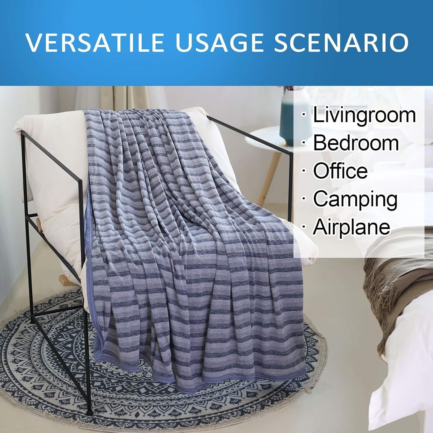 Breathable Double-Sided Cooling Blanket for Hot Summer Nights - Travel-Friendly
