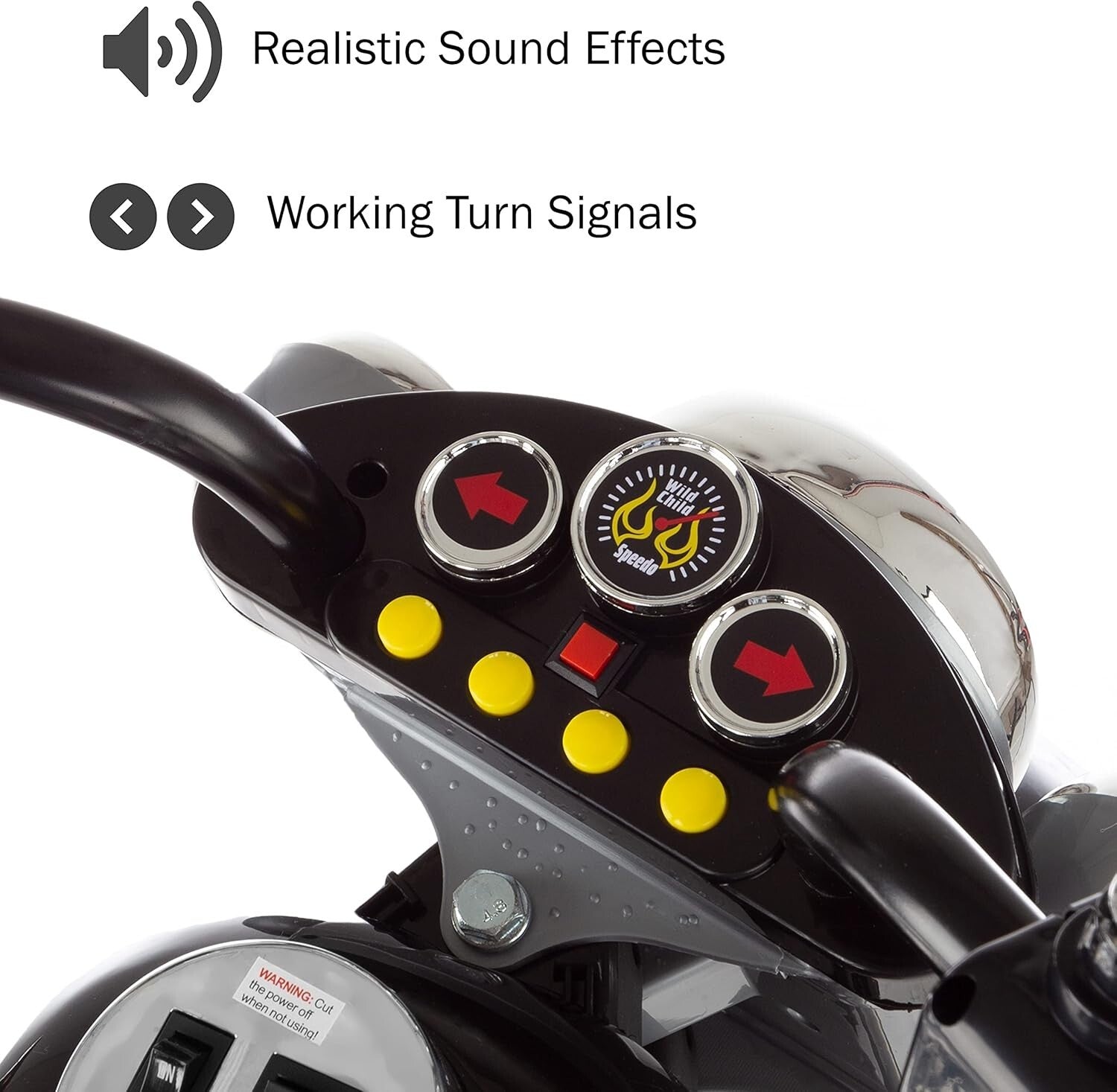 Battery-Powered Kids Motorcycle with Reverse, Headlights & Sound Effects