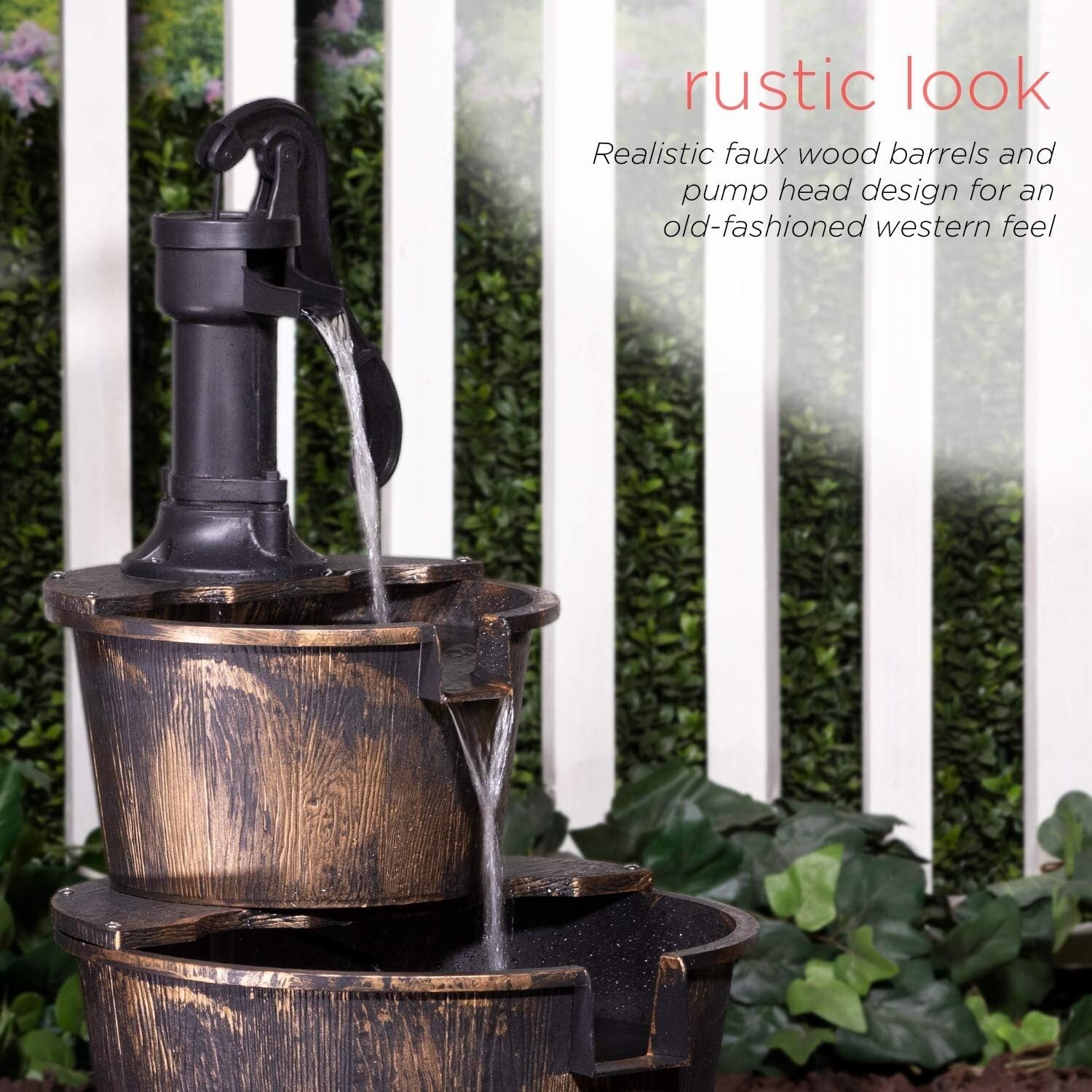 Charming 27” H Bronze Barrel and Pump Fountain for Tranquil Gardens