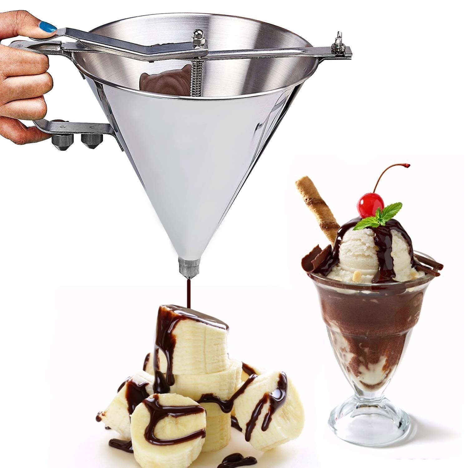 Professional Quality Stainless Steel Cake Decorating Funnel with Non-Slip Stand