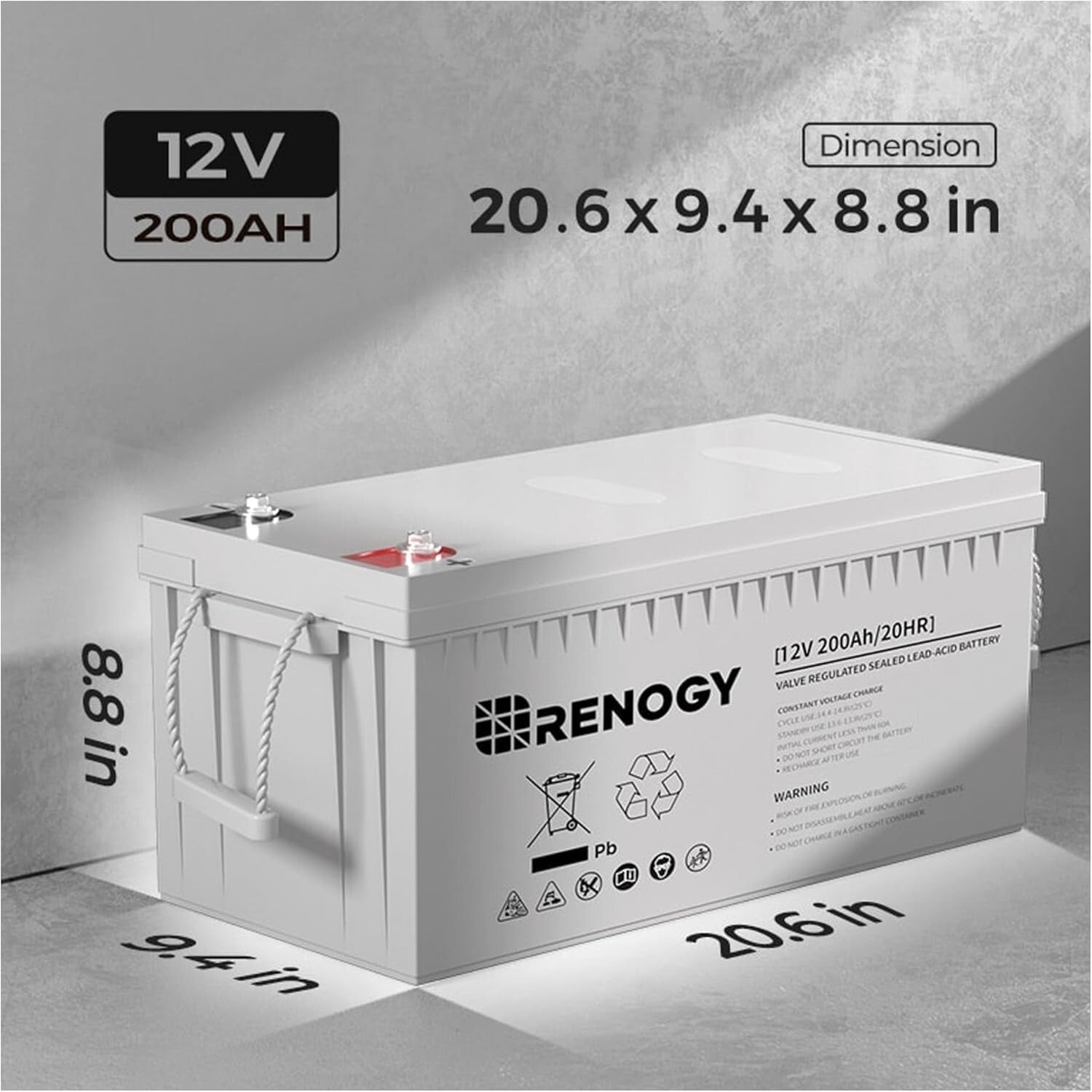 12V Deep Cycle Battery for RV & Off-Grid Systems - Lightweight & 200Ah Capacity