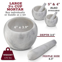 Load image into Gallery viewer, Luxurious 3.5-Cup Marble Mortar and Pestle Set for Effortless Flavor Extraction