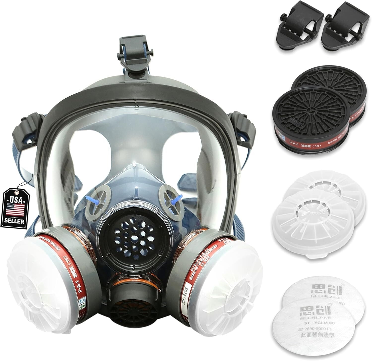 Full Face Organic Vapor Respirator with Anti-Fog Lens - Heavy Duty Protection
