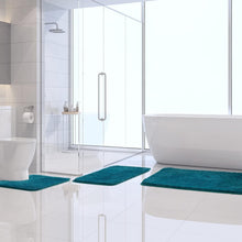 Load image into Gallery viewer, Ultra Absorbent Teal Bath Mats Set - 3-Piece Soft Microfiber for Comfort
