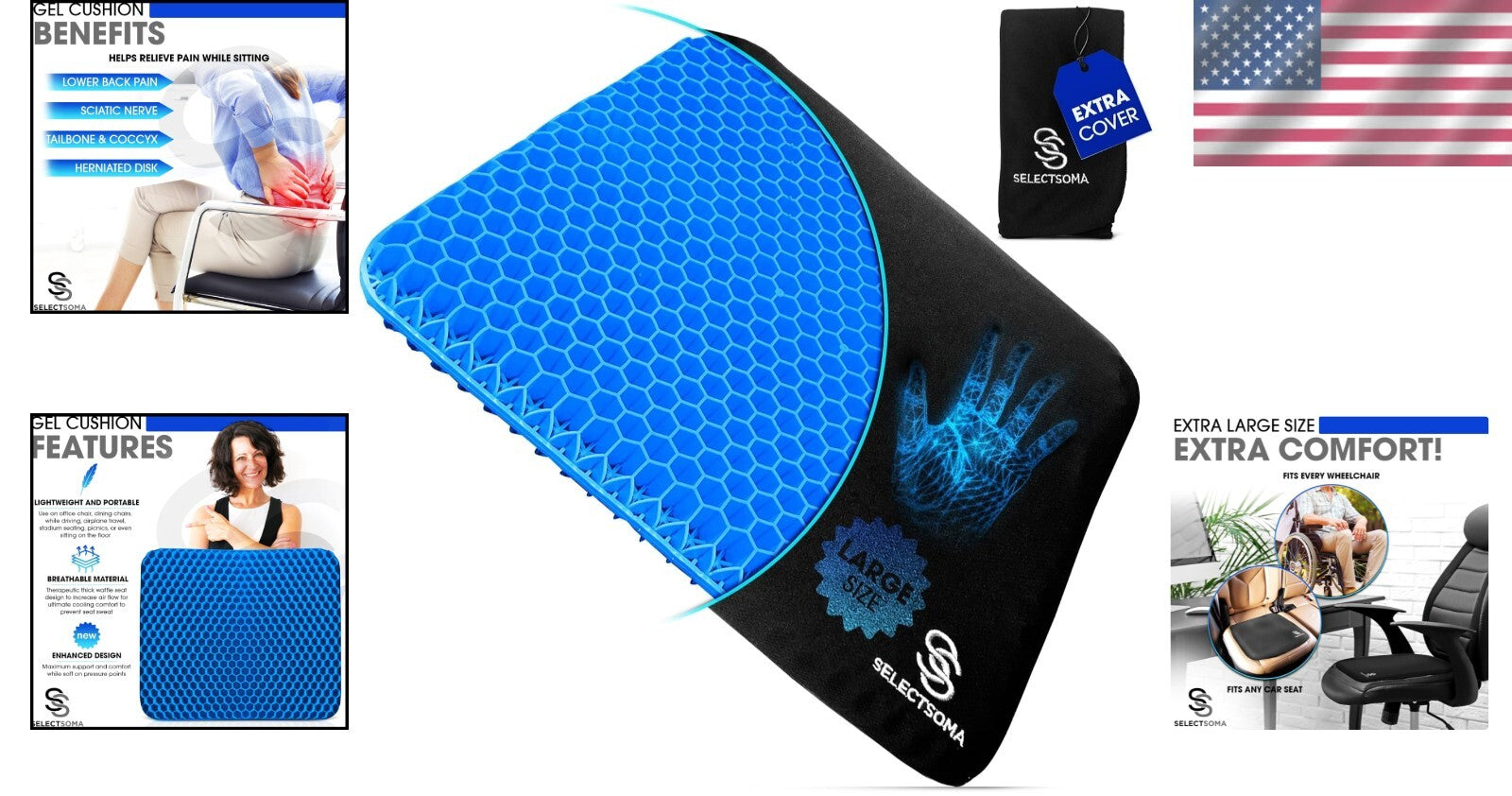 Breathable Pressure Relief Gel Cushion for All Ages – Perfect for Long Sitting