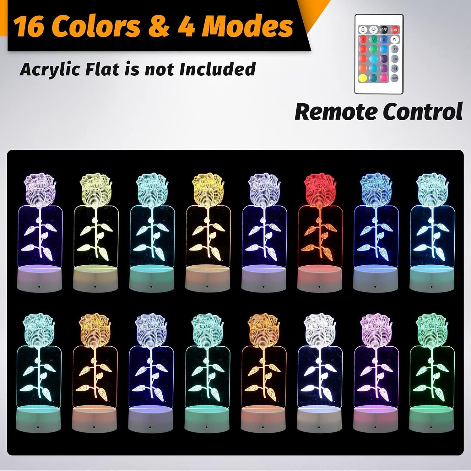 Energy Efficient 3D LED Display Bases - 12 Pack with Remote Control & USB Power