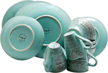 Load image into Gallery viewer, Stunning Tropical Turquoise Dinnerware Set – Full Service for 4, Dishwasher Safe