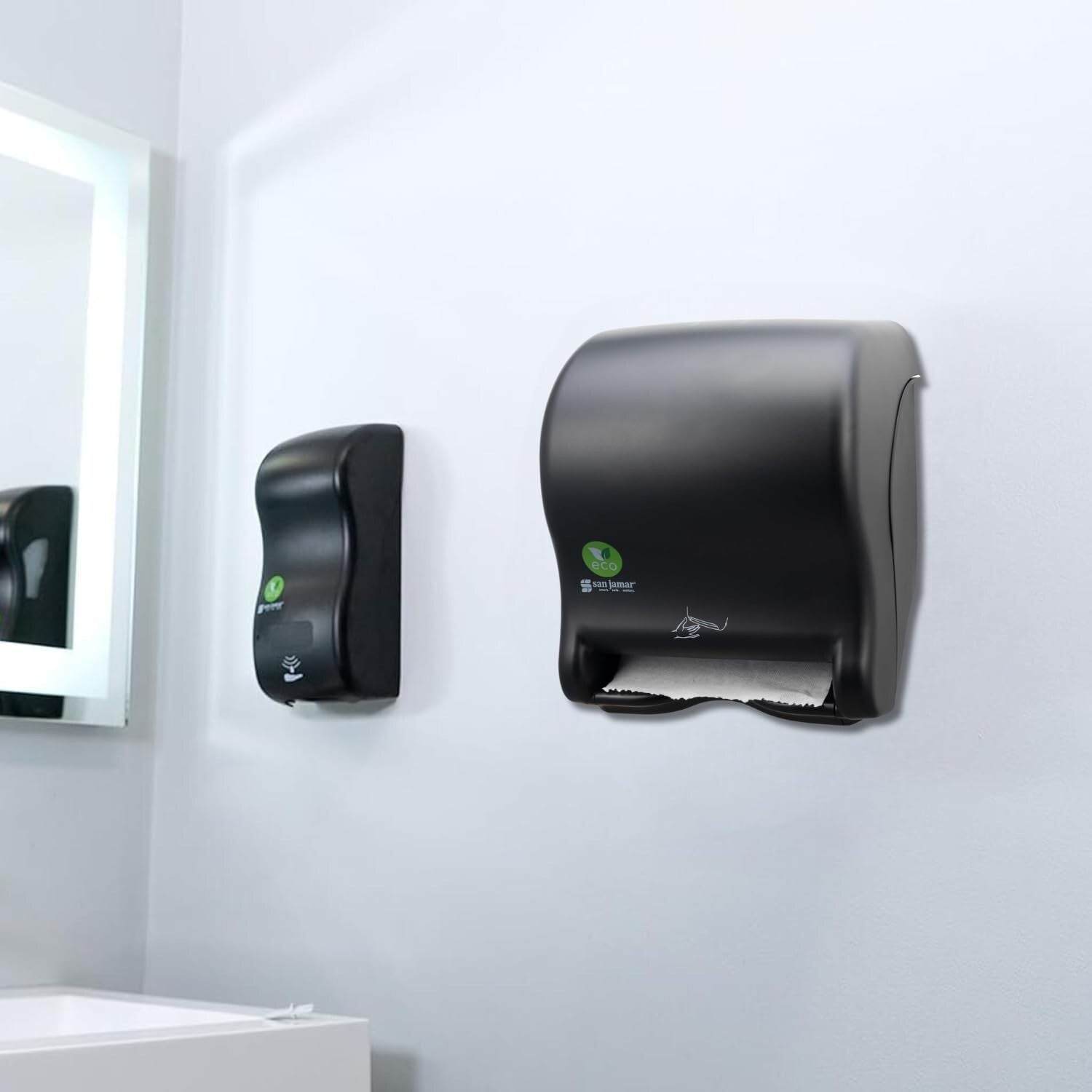 Sustainable Black Electronic Paper Towel Dispenser with Universal Roll Capacity