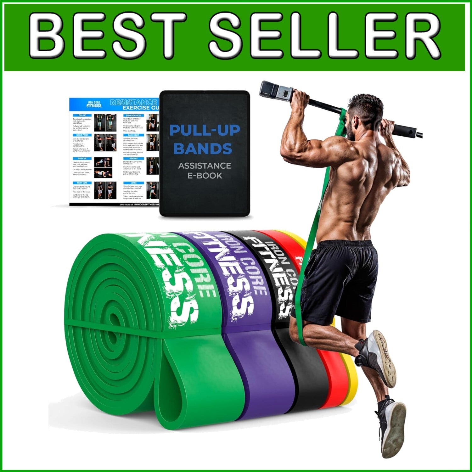 Durable Natural Rubber Resistance Bands Set - 5 Tension Levels for All Fitness