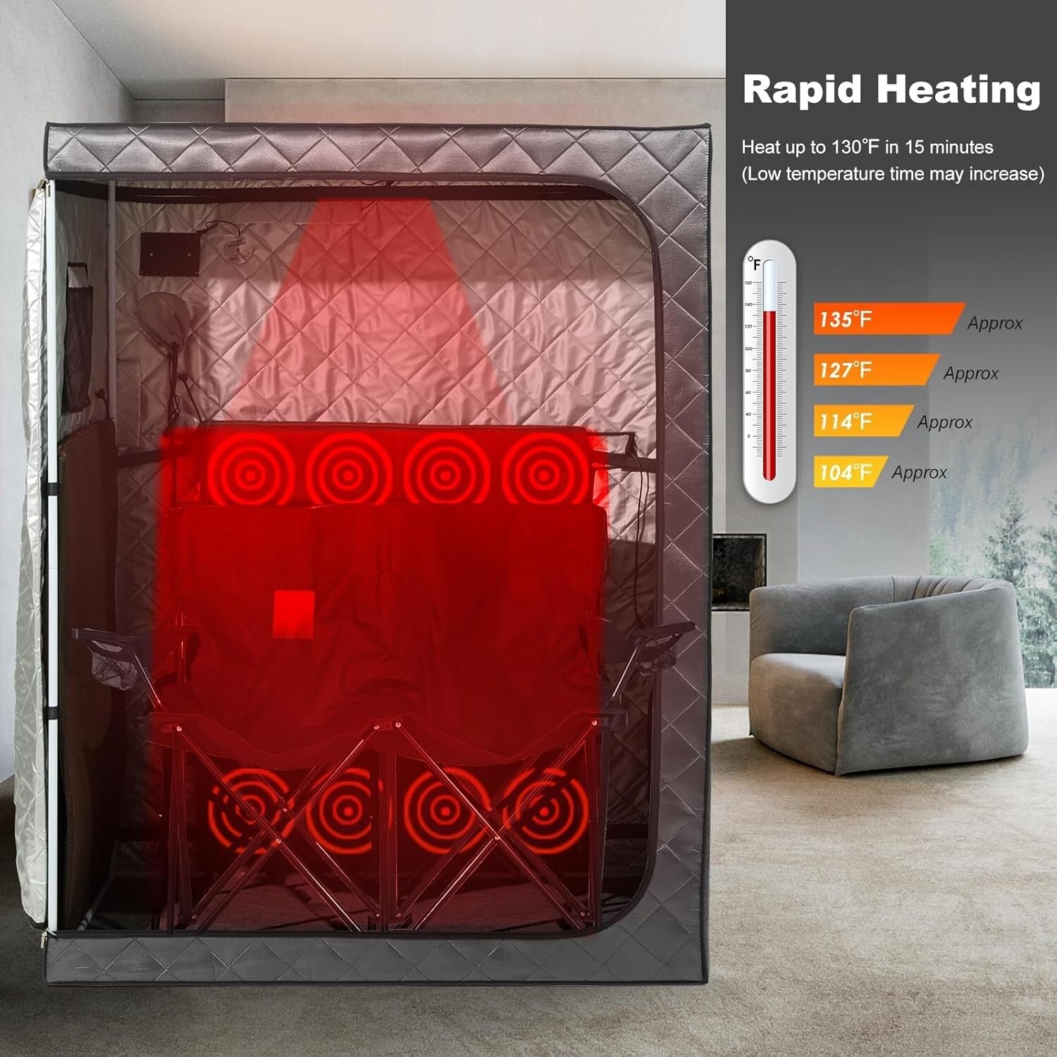 Detachable Infrared Sauna for Couples - Quick Heating & Comfort Chairs Included