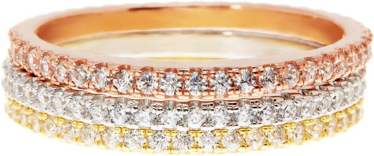 Sustainable Gold Plated CZ Eternity Bands in 925 Sterling Silver - Women's Ring