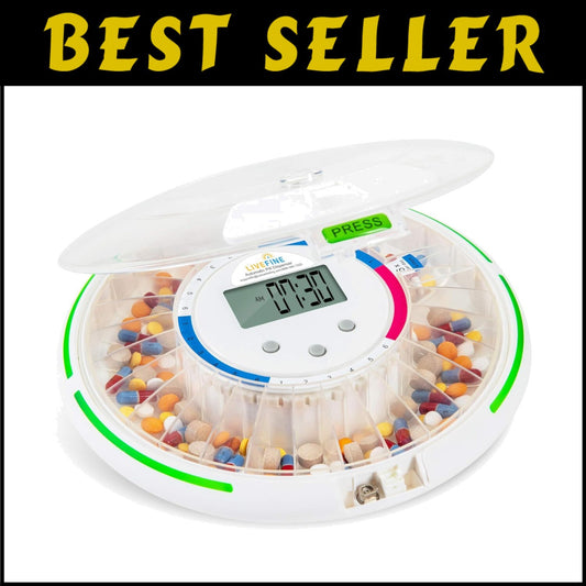 Automatic 28-Day Pill Dispenser with LCD Display & Sound Alerts for Caregivers
