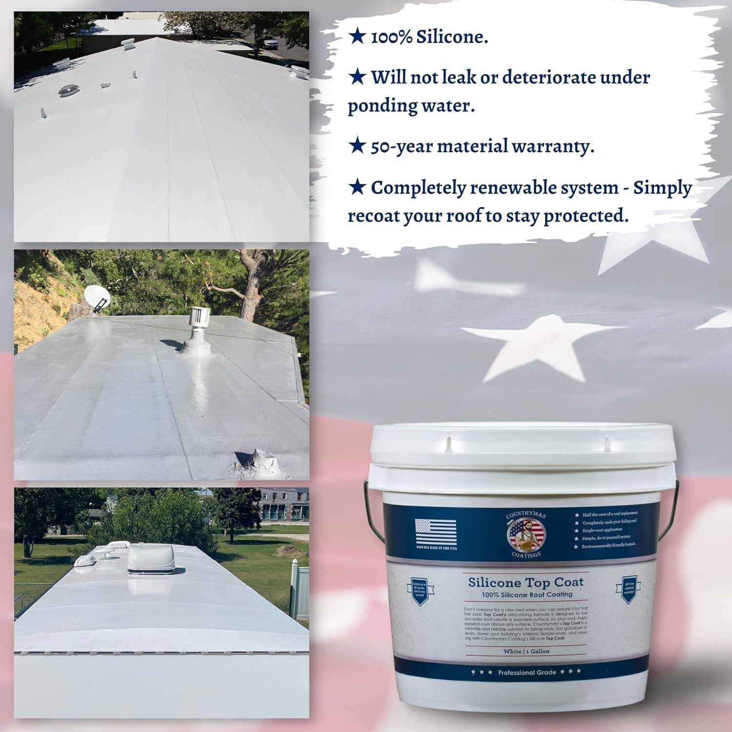 Compact 100% Silicone Roof Coating - Easy Application, High UV Reflectivity