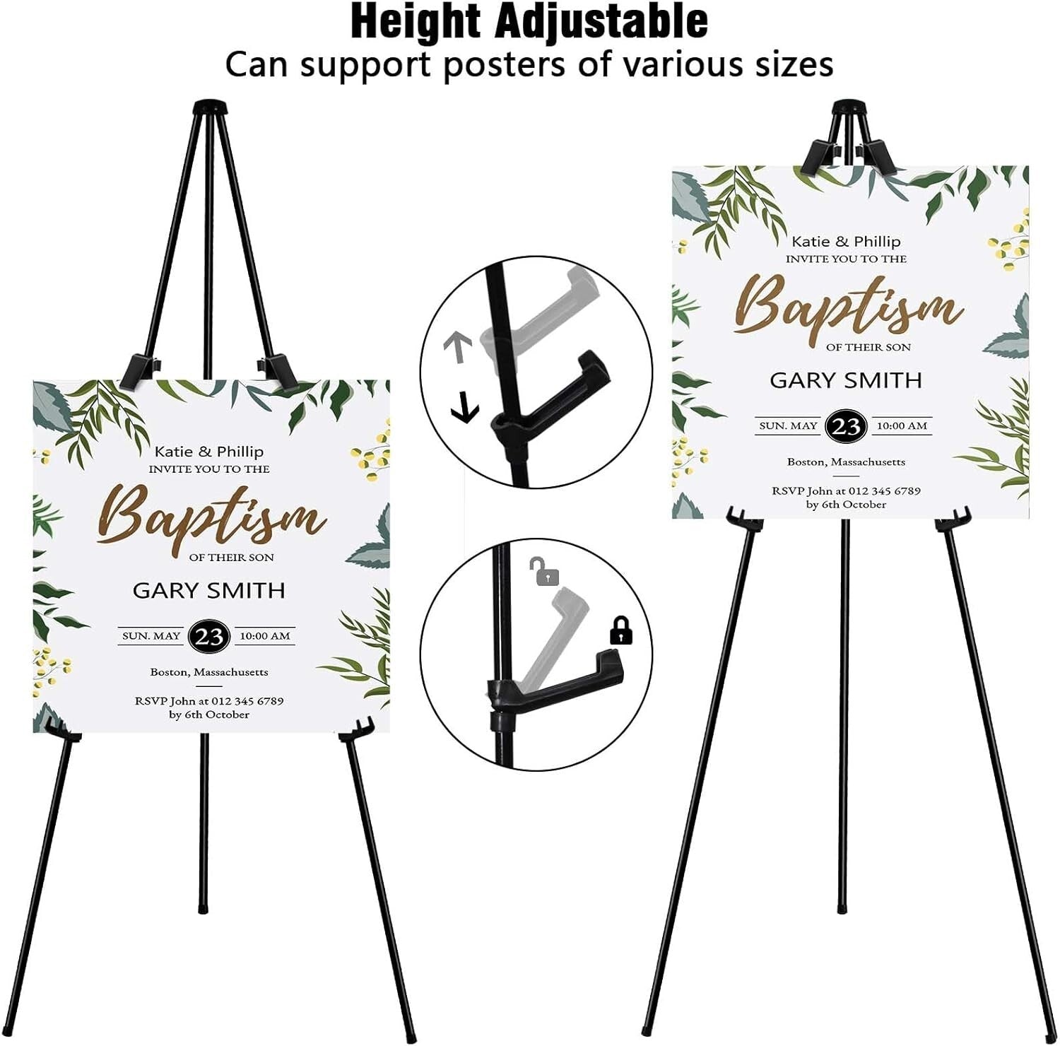 6 Pack Folding Easels for Stylish Displays - Portable & Adjustable to 66-Inch